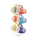 Home Basics 6 Piece Floral Mug Set with Stand, MultiColor MS30107